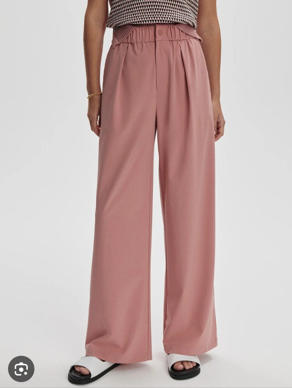 Varley Wide-Leg Elastic Waist Pants in Rose Size S